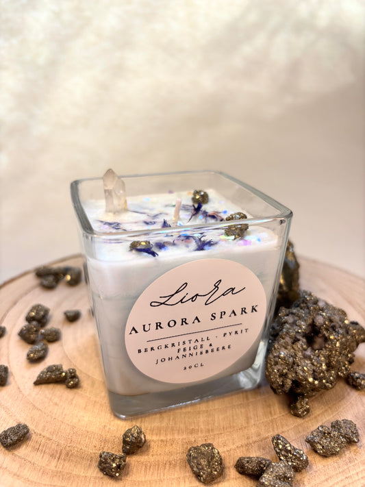 Kristallkerze - Bergkristall & Pyrit *Aurora Spark*