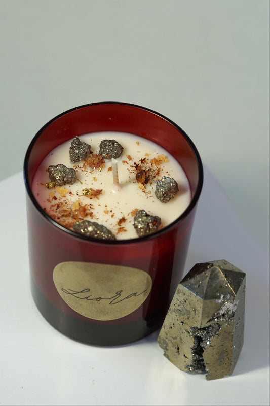 Kristallkerze - Pyrit *Geldmagnet/pure gold