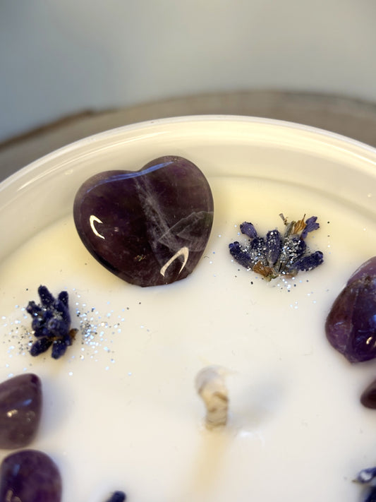 Kristallkerze - Amethyst Herz *Heart of Light*