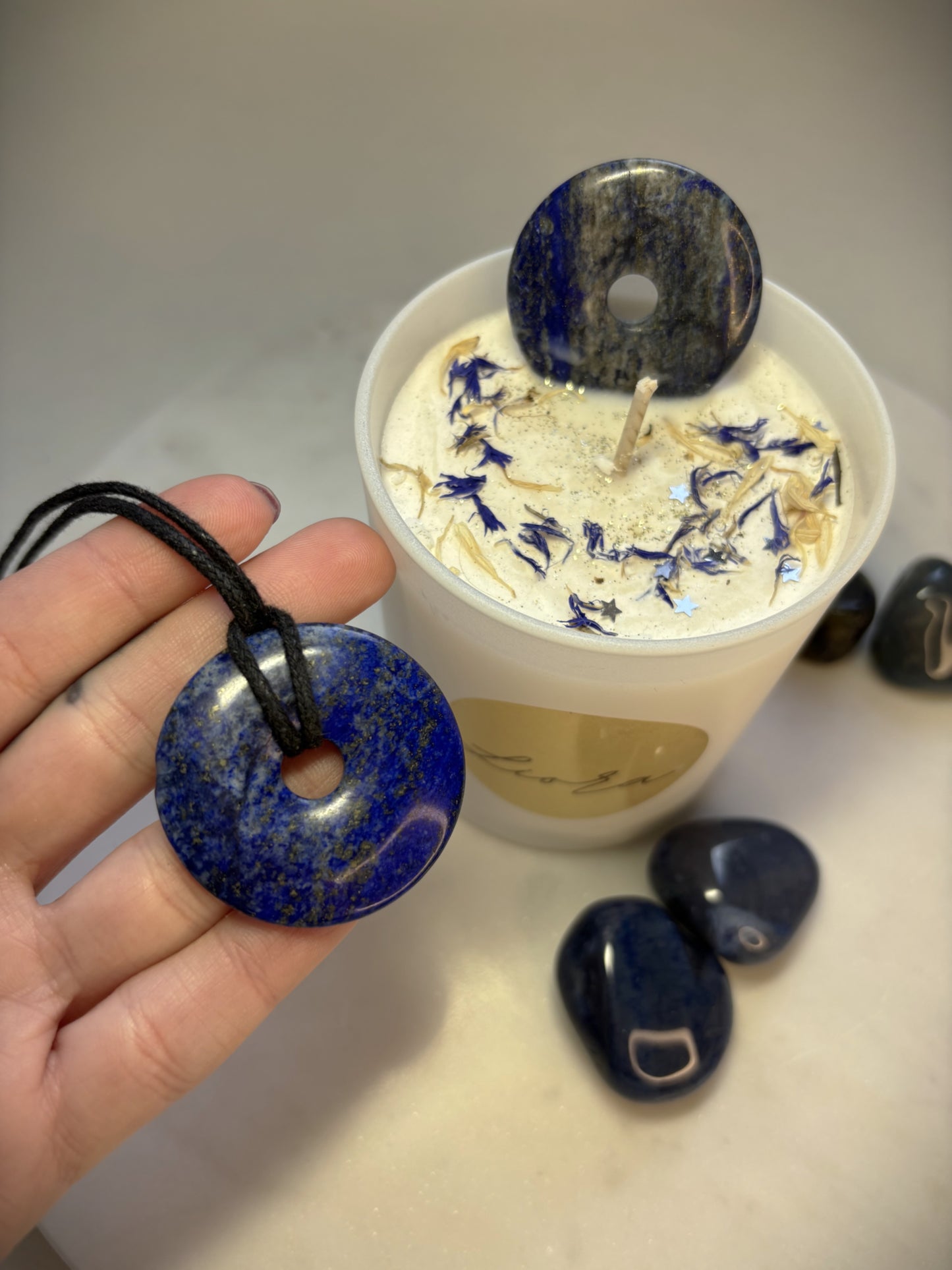 Kristallkerze - Lapislazuli *Stimmkraft*