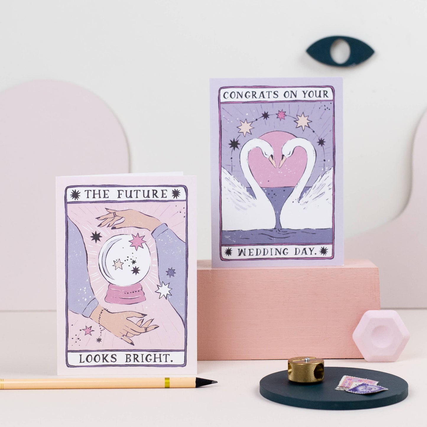 Glückwunschkarte „The Future Looks Bright“ mit Tarot-Motiv