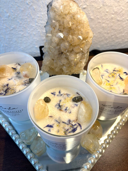 Kristallkerze - Citrin & Pyrit *Glücksmanifest*