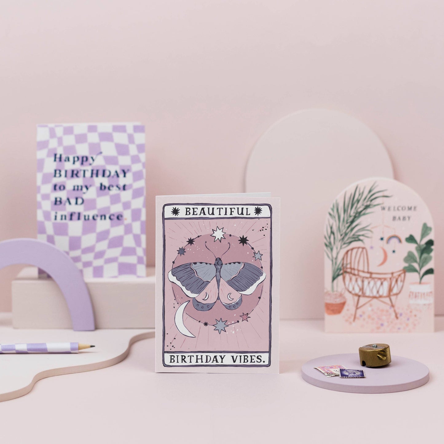 Geburtstagskarte „Mottenschwingungen“ | Tarot-Karten-Design