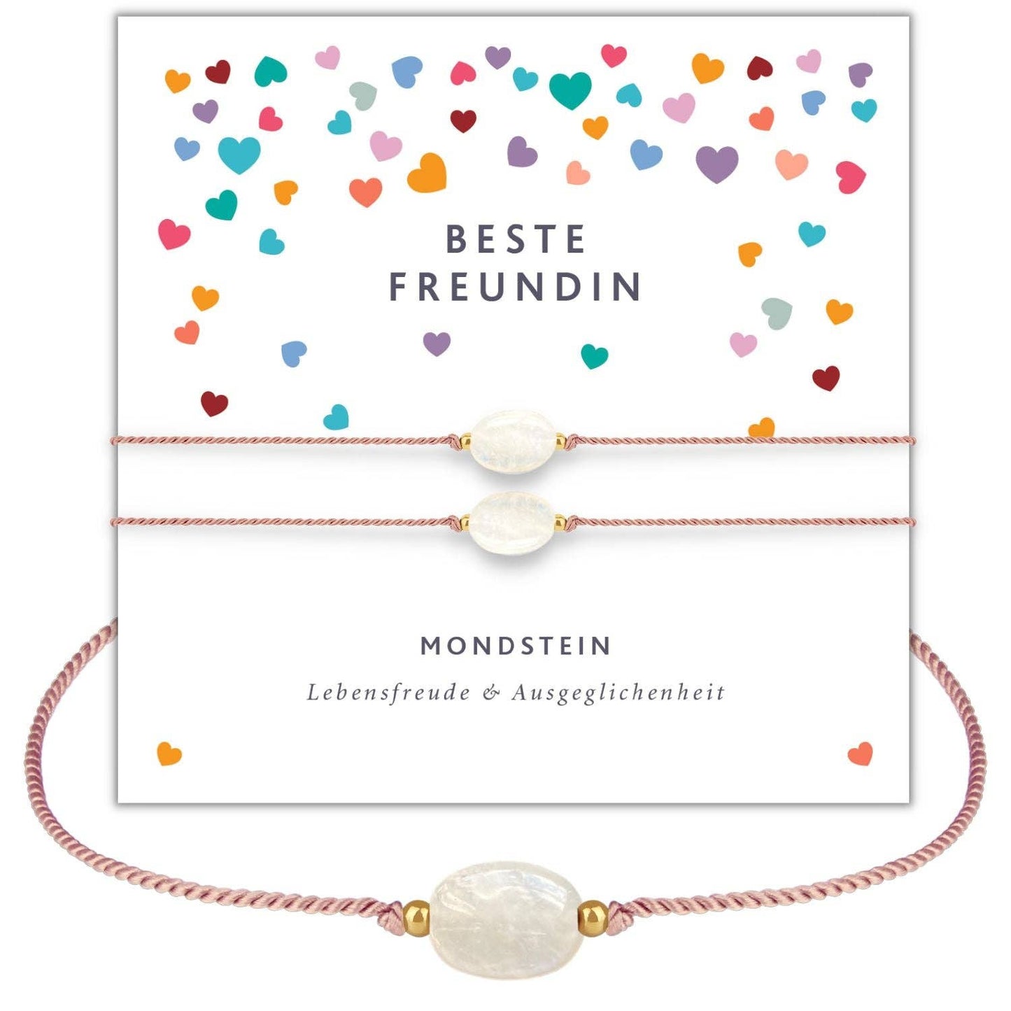 Freundschaftsarmband 2er Set mit echtem Mondstein