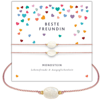 Freundschaftsarmband 2er Set mit echtem Mondstein