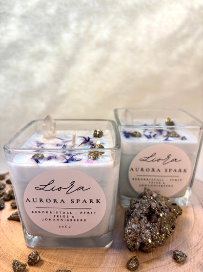 Kristallkerze - Bergkristall & Pyrit *Aurora Spark*