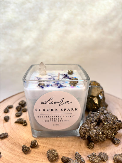 Kristallkerze - Bergkristall & Pyrit *Aurora Spark*