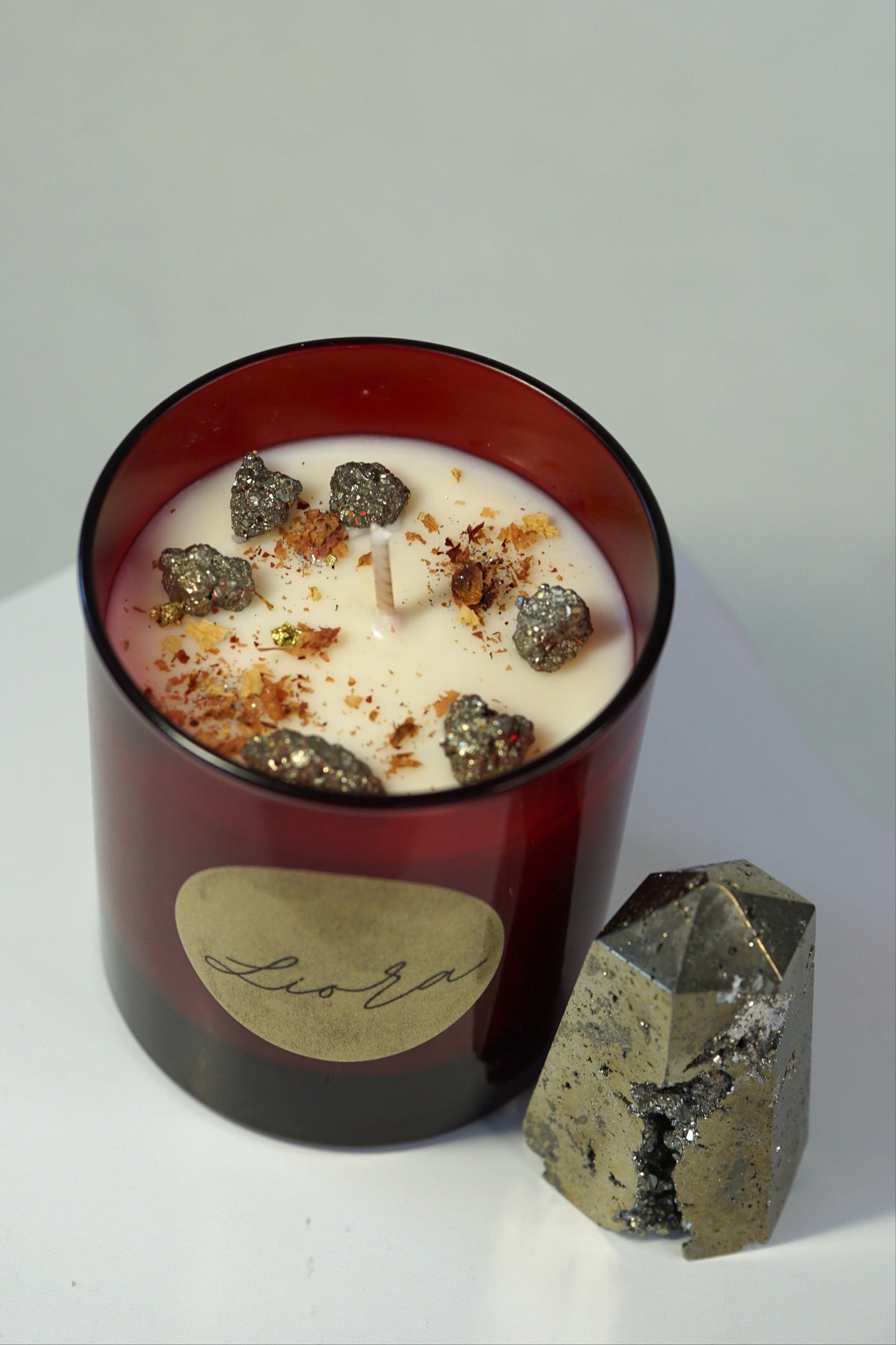 Kristallkerze - Pyrit *Geldmagnet/pure gold