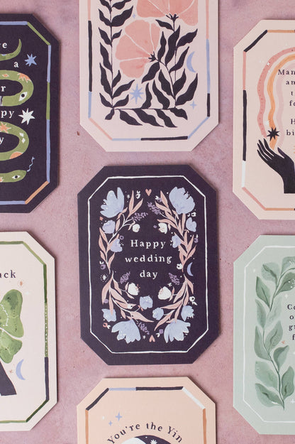 Florale Hochzeitskarte in Edelsteinform | Grußkarte zur Hochzeit