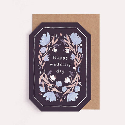 Florale Hochzeitskarte in Edelsteinform | Grußkarte zur Hochzeit